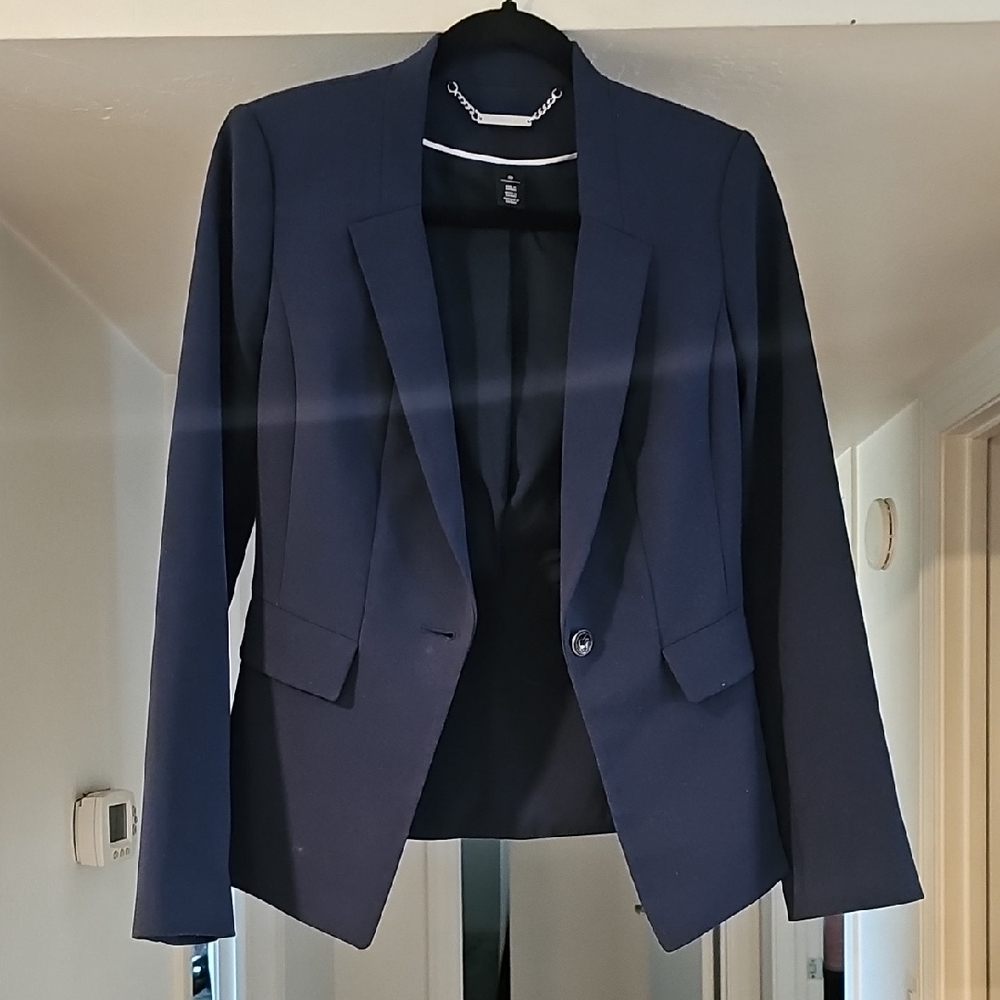 White House Black Market Navy Tailored Jacket Size 00
